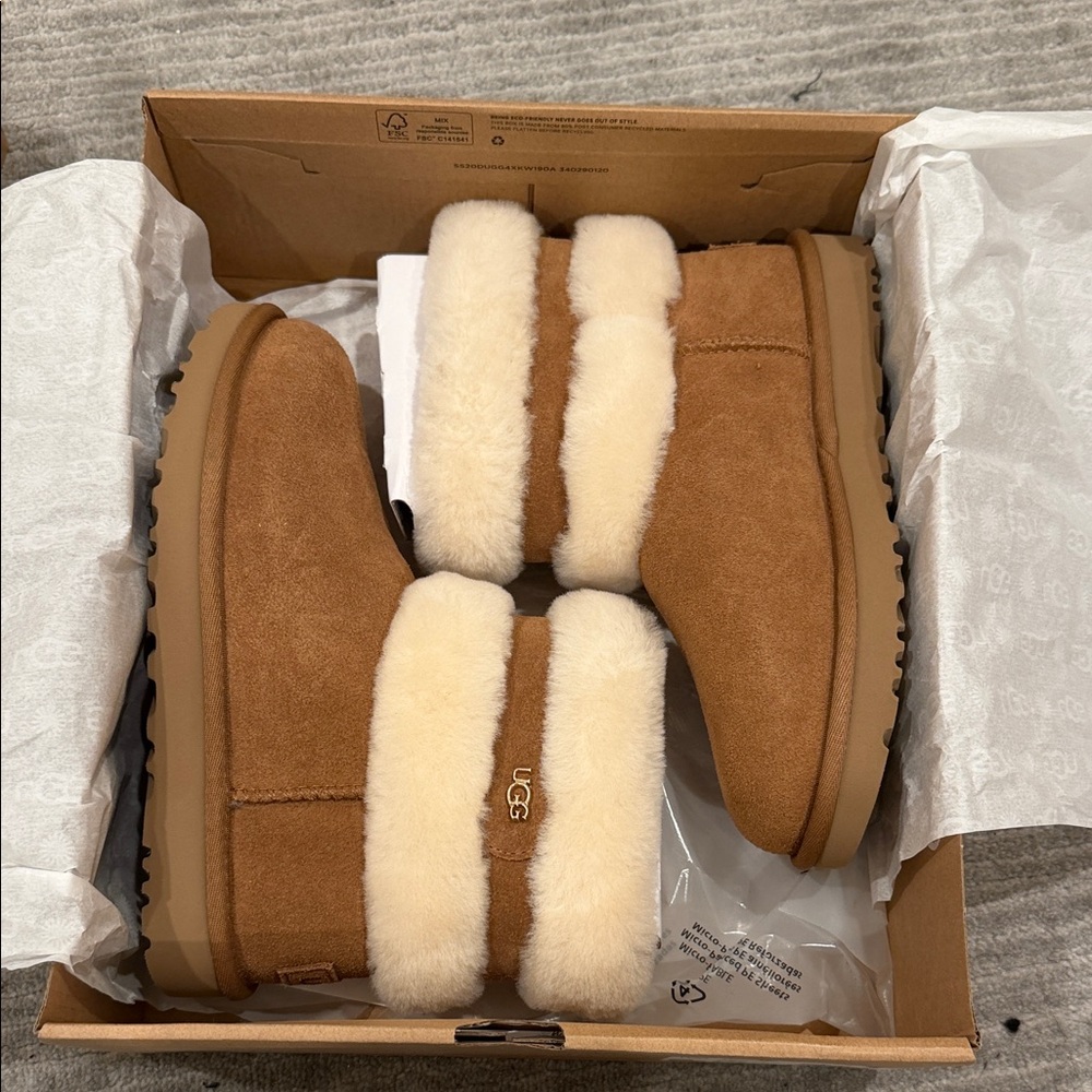 UGG Tan Boots with Cream Sheepskin